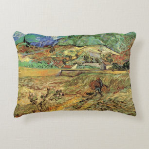 Almofada Decorativa Vincent van Gogh - Campo de Trigo Cercado com Camp