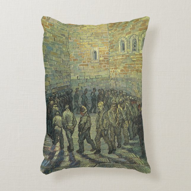 Almofada Decorativa Vincent van Gogh - Prisioneiros Exercitando-se (Frente(Vertical))