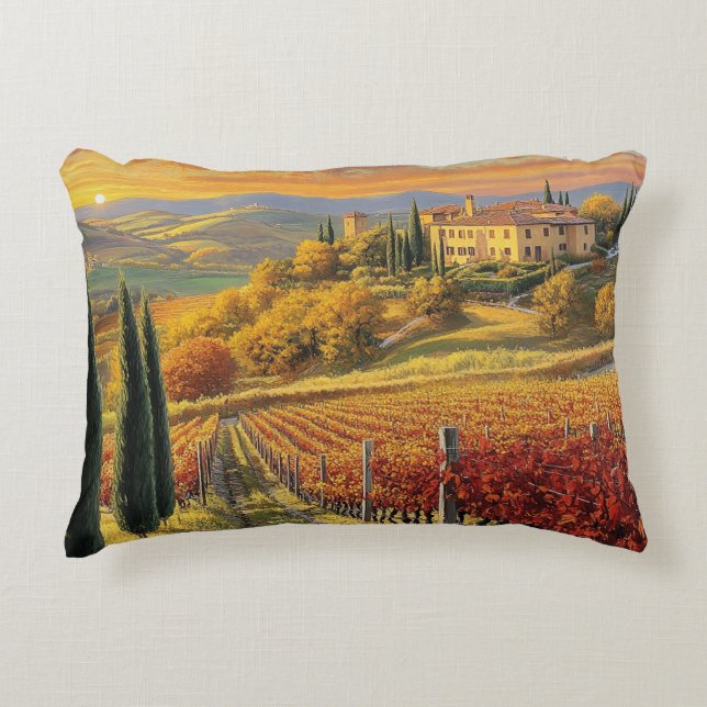 Almofada Decorativa Vinha da Encosta Dourada – Travesseiro Retangular (Frente)