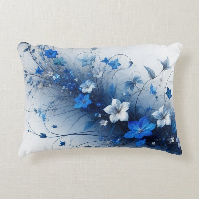 Almofada Decorativa Vinha Floral Azul e Branca (Frente)