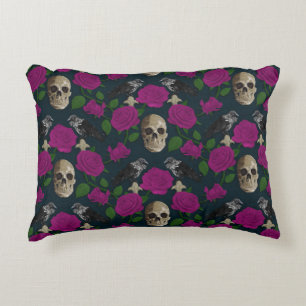 Almofada Decorativa Vinhas Rosa de Grãos Góticos Escuros Raven Cor-de-
