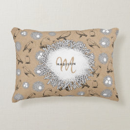 Almofada Decorativa Vintage Birds & Nest Rustic Kraft Brown