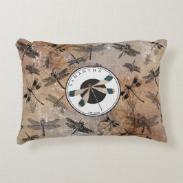 Almofada Decorativa Vintage Dragonfly Entomology Monogramas
