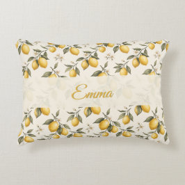 Almofada Decorativa Vintage Flor de Limão – Cítrico Botânico Elegante