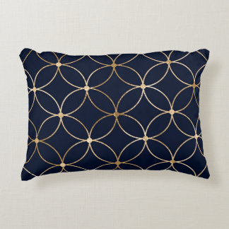 Almofada Decorativa Vintage Geométrico: Abstrato Azul Dourado