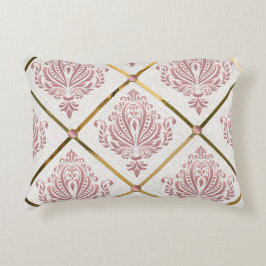 Almofada Decorativa Vintage Glamor Rosa Mauve Damask on White Linen