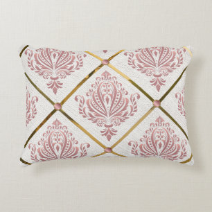 Almofada Decorativa Vintage Glamor Rosa Mauve Damask on White Linen