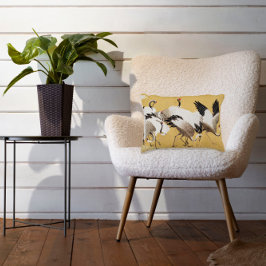 Almofada Decorativa Vintage Japonês Crane Bird Flocks
