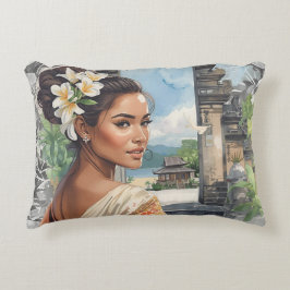 Almofada Decorativa Vintage, Lovely Bali Women and Tropical Paradise
