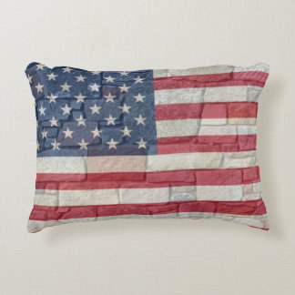Almofada Decorativa Vintage Patriotic USA Flag em Stone Wall