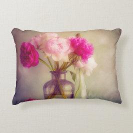 Almofada Decorativa Vintage Peony Buquê em Vaso de Vidro