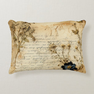 Almofada Decorativa Vintage - Pergaminho - Carta de Amor com Flores (5