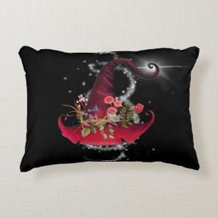 Almofada Decorativa Vintage Red Witch Hat Sparkly Black