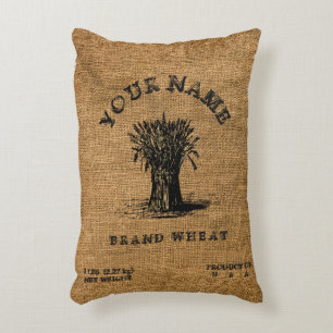 Almofada Decorativa Vintage Rustic Faux Burlap Wheat Modelo