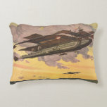Almofada Decorativa Vintage Science Fiction Seaplane Airplane<br><div class="desc">Ilustração de vintage viagem de ficção científica e design de transporte apresentando uma grande aeronave voando sobre o oceano com outros aviões no céu. Este hidroavião parece um grande navio futurista ou barco com asas. Um clássico design de ficção científica de quadrinhos retrógrados do 50 do futuro.</div>