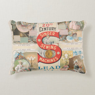 Almofada Decorativa Vintage Singer Sewing Machine Ad