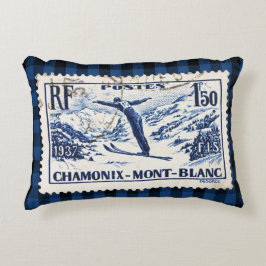 Almofada Decorativa Vintage Ski Chamonix-Mont Blanc