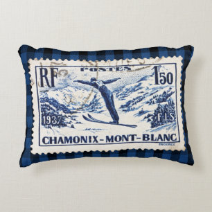 Almofada Decorativa Vintage Ski Chamonix-Mont Blanc