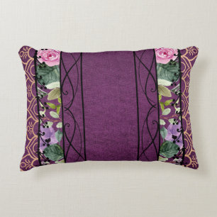 Almofada Decorativa Vintage Velvet Victorian Purple Floral Tapeçaria