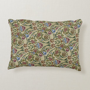 Almofada Decorativa Vintage William Morris Floral Rosa Azul Brocade