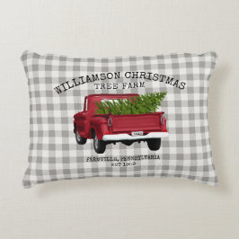 ALMOFADA DECORATIVA VINTAGEM DE NATAL DE CAMINHÃO VERMELHO FAZENDA SEU