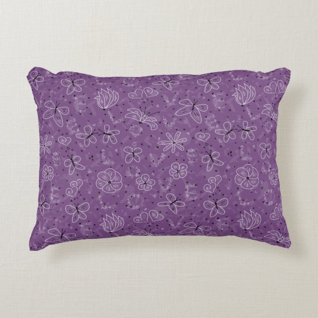 Almofada Decorativa Violet Mauve Butterfly AMVE - padrão perfeito. (Frente)