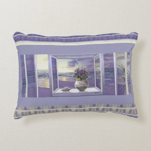 Almofada Decorativa violetas em vidro luar