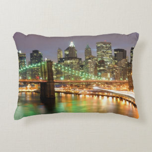 Almofada Decorativa Vista do Lower Manhattan e da ponte de Brooklyn