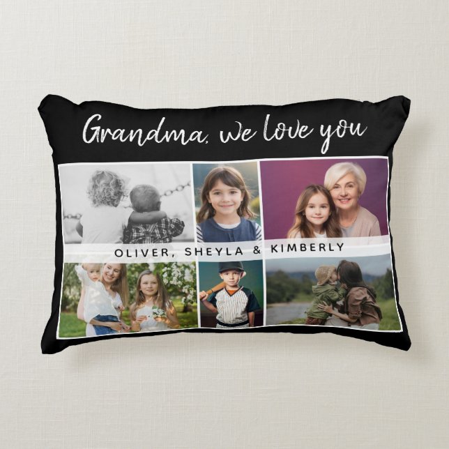 Almofada Decorativa Vovó, amamos vocês, netos 6 Colagem de Fotografias (Frente)