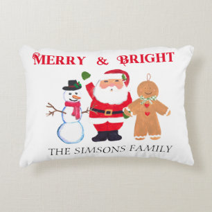 Almofada Decorativa Watercolor - Feliz Papais noeis de Natal Snowman