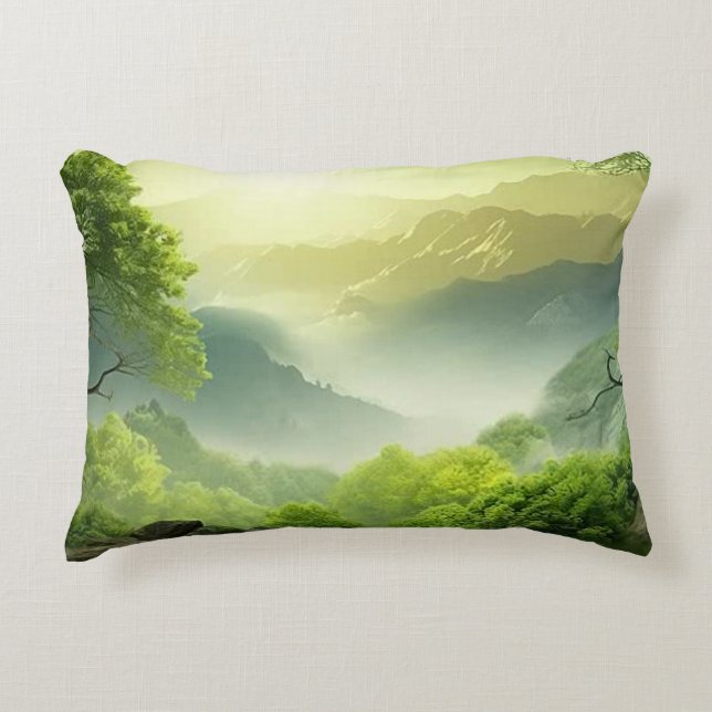 Almofada Decorativa Watercolor Green Valley (Frente)