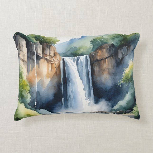 Almofada Decorativa Watercolor painted waterfall (Frente)