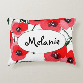 Almofada Decorativa Watercolor poppy flowers botanical