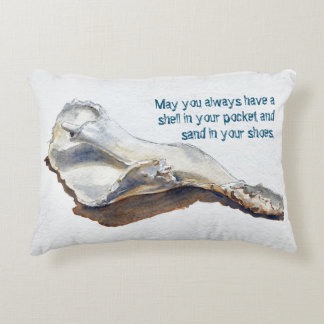 Almofada Decorativa Watercolor Seashell, com tema de praia, azul e bro