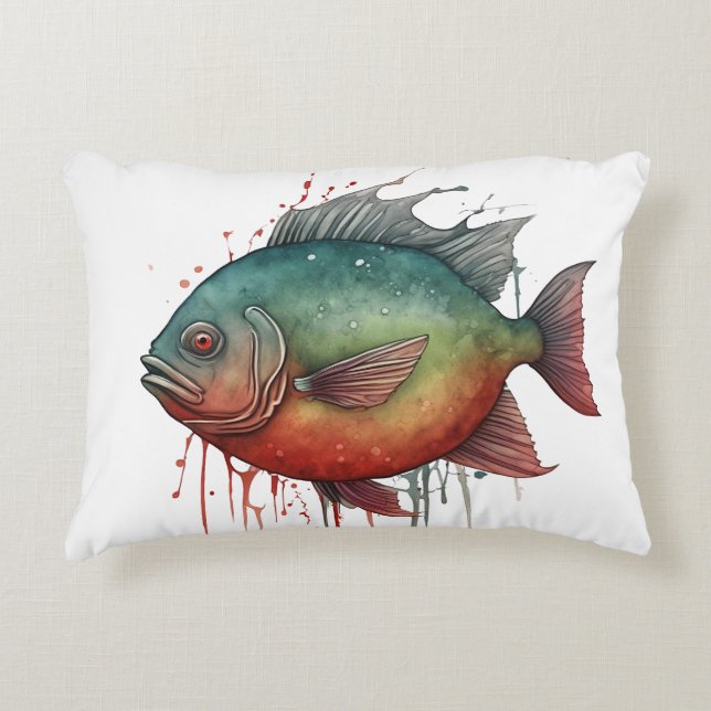 Almofada Decorativa Watercolor Series: Piranha (Frente)