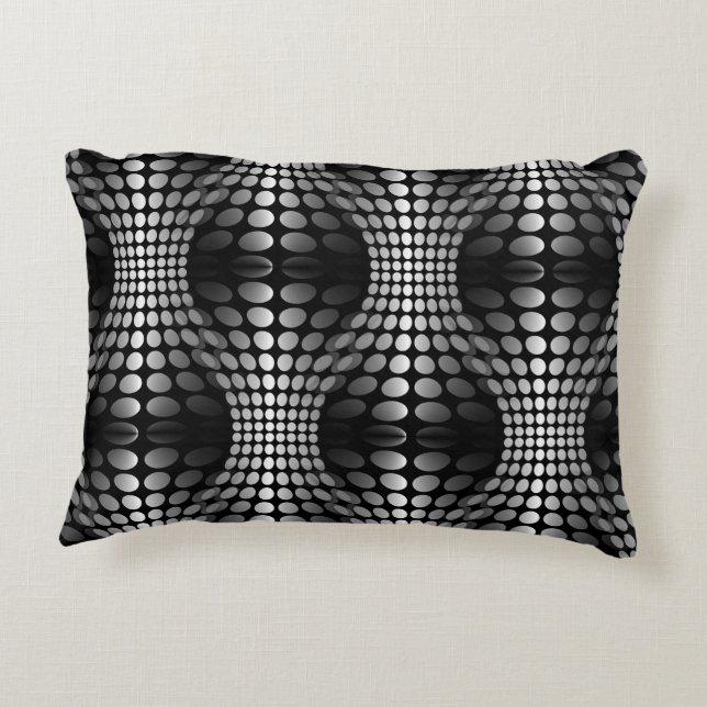 Almofada Decorativa Waves Pontas Papel de parede preto e branco (Verso)