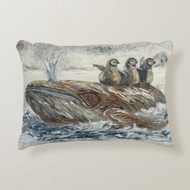 Almofada Decorativa Whale Riders Whimsical Whale and Penguin Ocean