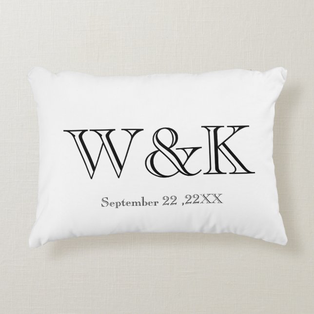 Almofada Decorativa White & black monogram wedding keepsake  (Frente)