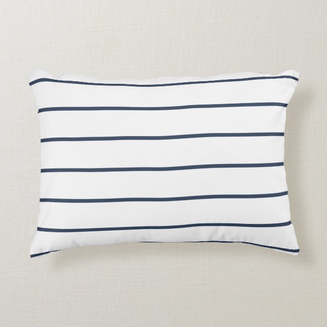 Almofada Decorativa White Rectangular Accent Pillow with Blue Stripes (Frente)