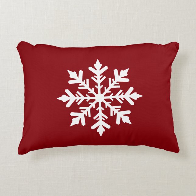 Almofada Decorativa White Snowflake Silhouette On Red Christmas (Frente)