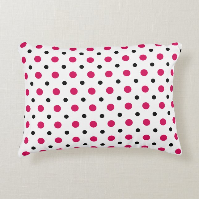 Almofada Decorativa White with black and hot pink dots (Frente)