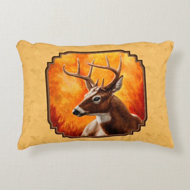 Almofada Decorativa Whitetail Deer Autumn Dourado (Frente)
