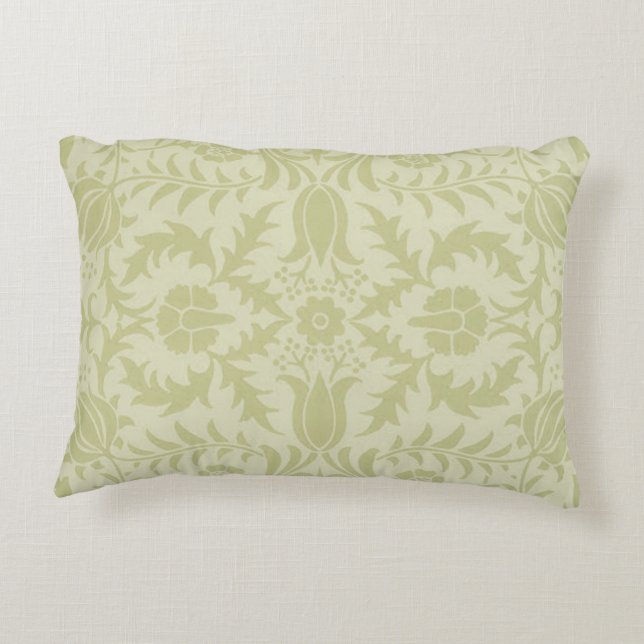 Almofada Decorativa William Morris Borage vintage verde macio damasco (Verso)