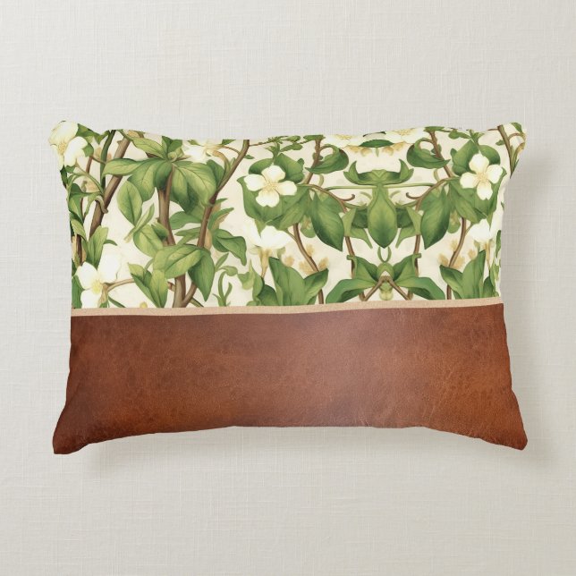 Almofada Decorativa William Morris Elegant White & Green Flower Tree (Frente)