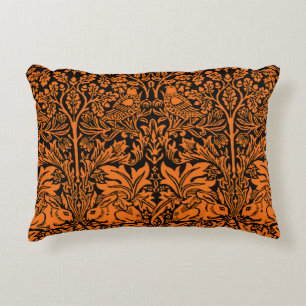 Almofada Decorativa William Morris Irmão Coelho Preto Ferrugem Padrão