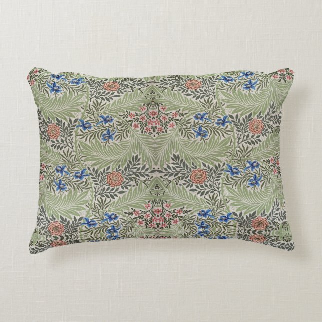 Almofada Decorativa William Morris Larkspur Verde Floral Azul (Frente)