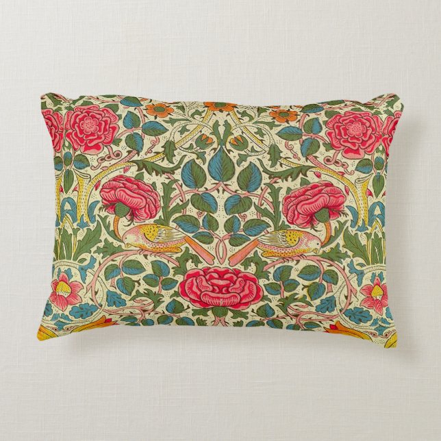 Almofada Decorativa William Morris Rosa Floral Chintz Rosa (Verso)