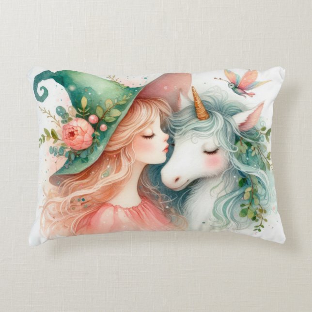 Almofada Decorativa Witch Unicorn Fantasy Art Boho Aesthetic Decor (Frente)