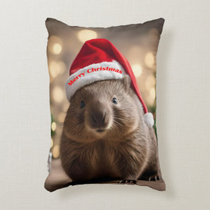 Almofada Decorativa "Wombat Wonderland: A Cozy Christmas Eve"