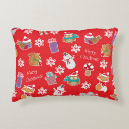 Almofada Decorativa Woodland Animal Padrão Red Merry Natal